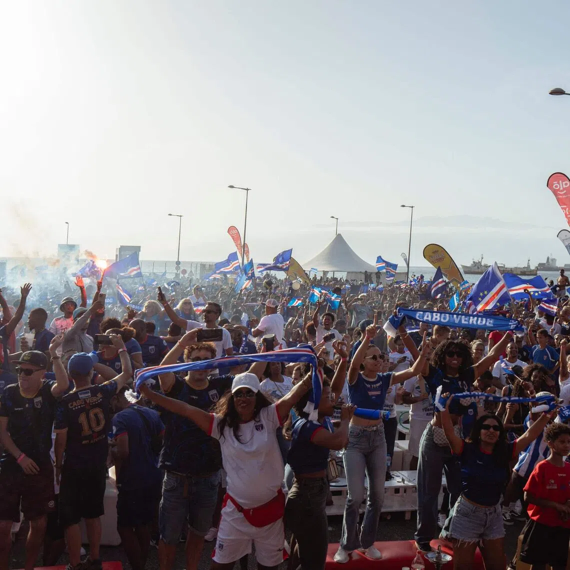 Supporters celebrate Cape Verde’s victory against Eswatini in their World Cup qualifier.
