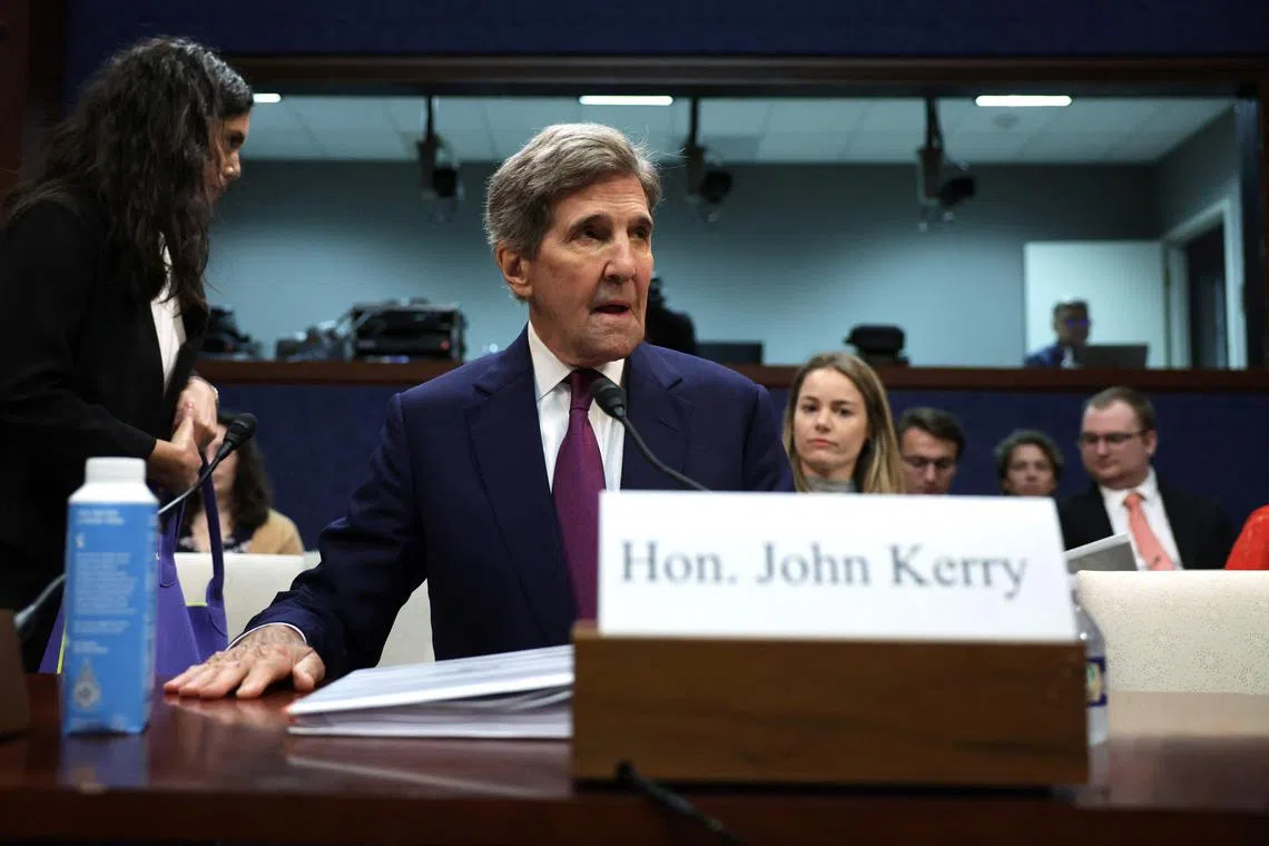 Mr Kerry was testifying at a hearing on the State Department’s climate agenda.