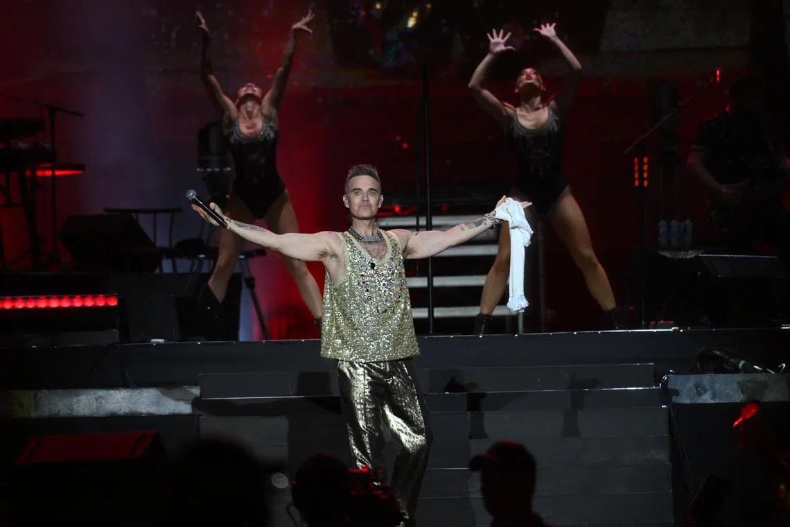 British singer Robbie Williams returned as the headlining  music act on Sep 17,  the third and final night of the Formula 1 Singapore Airlines Singapore Grand Prix 2023.