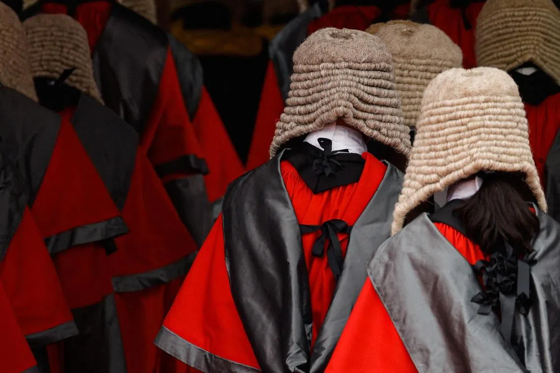 Judges wearing wigs attend a ceremony to mark the beginning of the new legal year in Hong Kong, China January 16, 2023. 