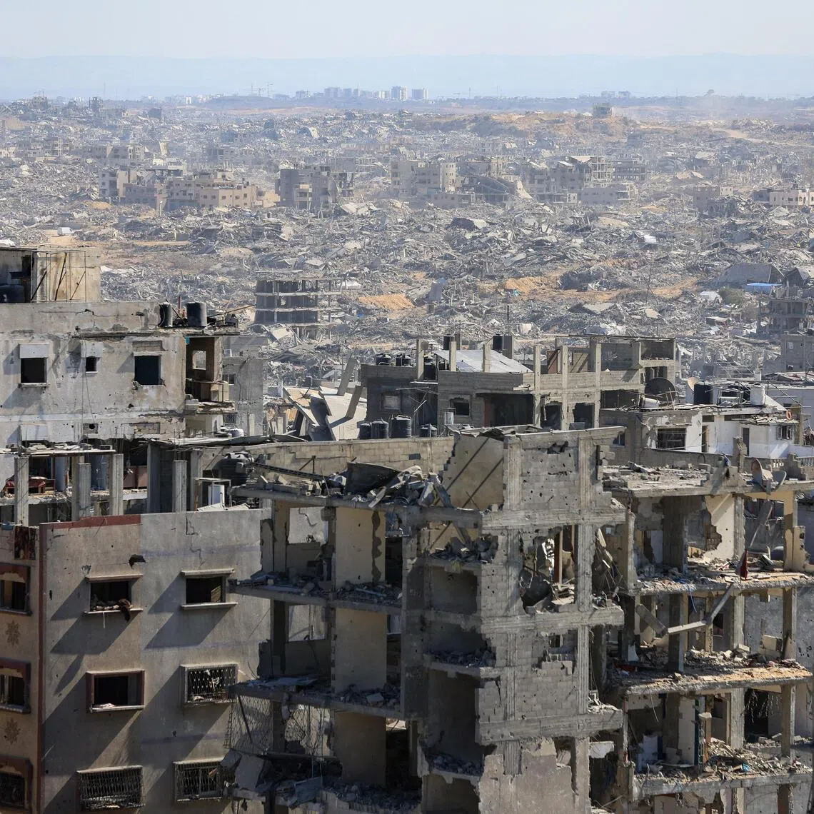 A view of destroyed buildings, amid a ceasefire between Israel and Hamas, in Gaza City, October 16, 2025. REUTERS/Dawoud Abu Alkas