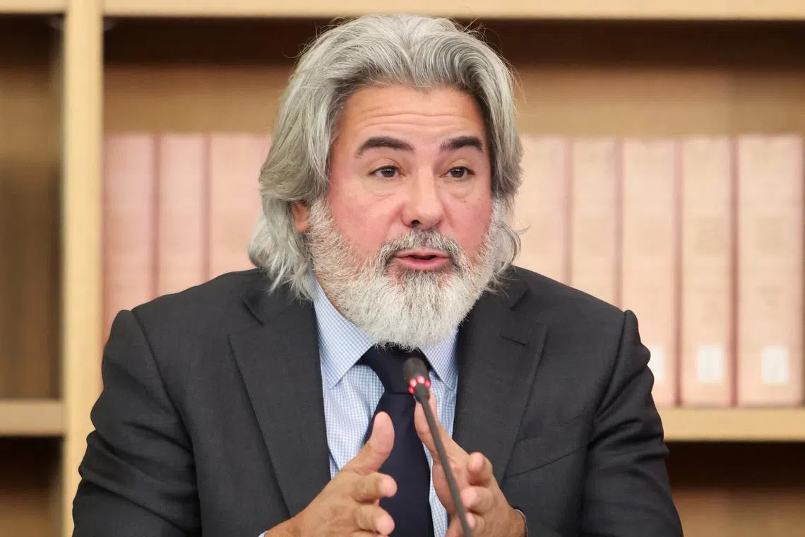 FILE PHOTO: Canada's Minister of Transport and Quebec Lieutenant Pablo Rodriguez speaks at the National Summit on Combatting Auto Theft, in Ottawa, Ontario, Canada February 8, 2024.  REUTERS/Patrick Doyle/File Photo