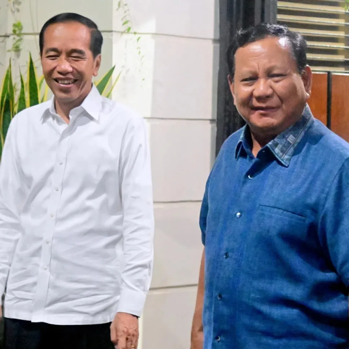 There has been speculation about increased tensions between Indonesian President Prabowo Subianto (right) and his predecessor Joko Widodo.