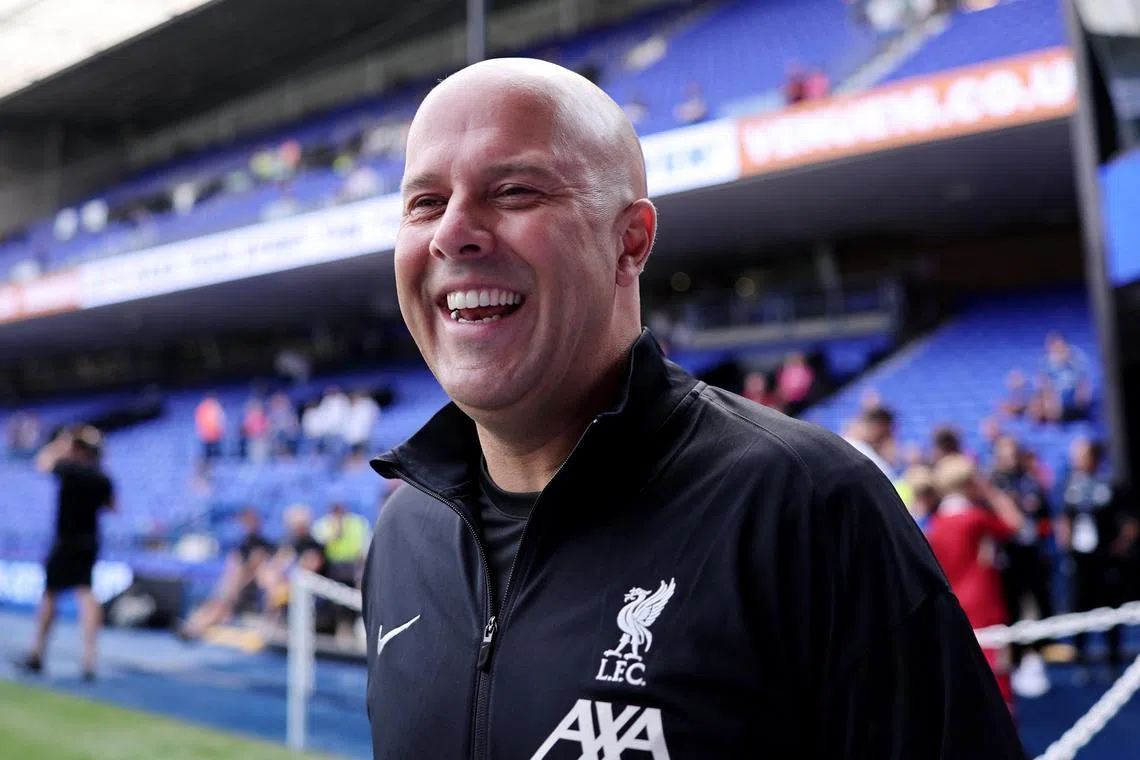 FILE PHOTO: Soccer Football - Premier League - Ipswich Town v Liverpool - Portman Road, Ipswich, Britain - August 17, 2024 Liverpool manager Arne Slot inside the stadium before the match REUTERS/David Klein/File Photo