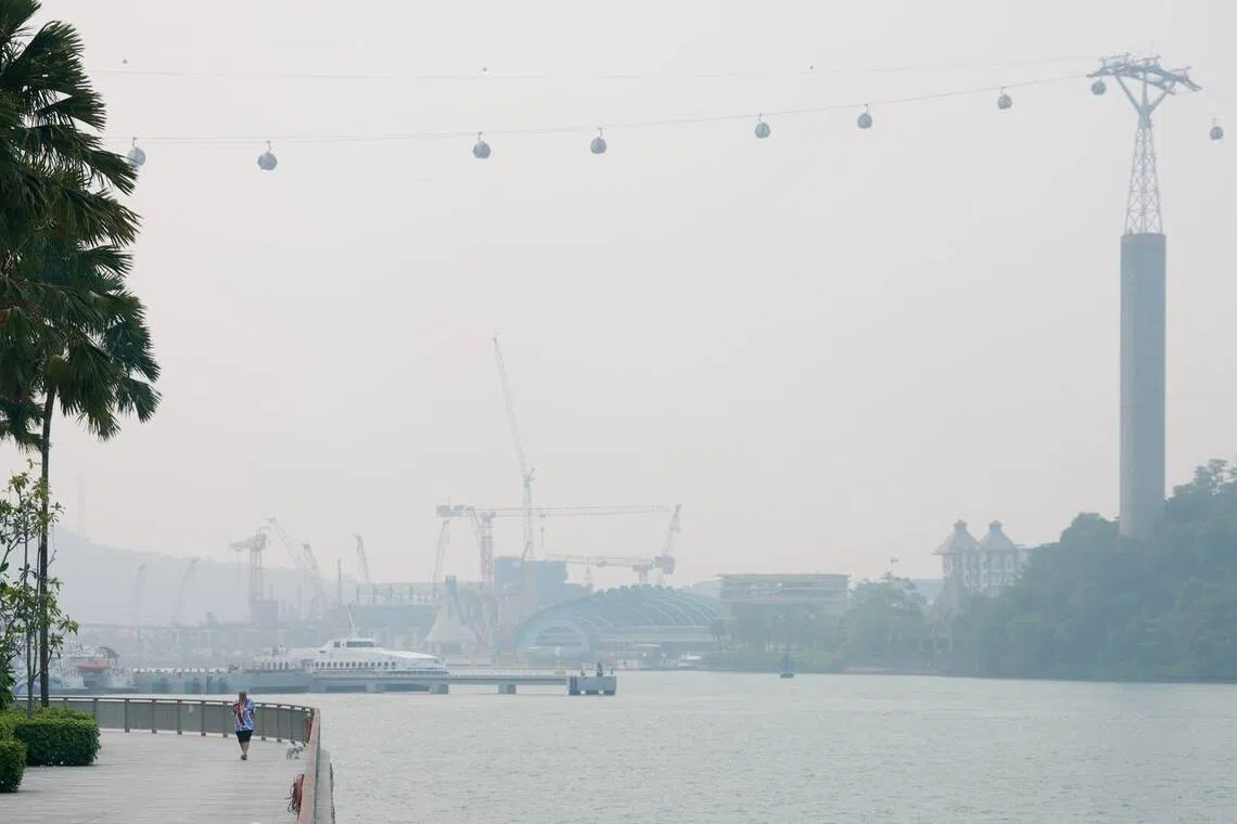 Hazy conditions seen near Keppel Bay on Oct 7.
