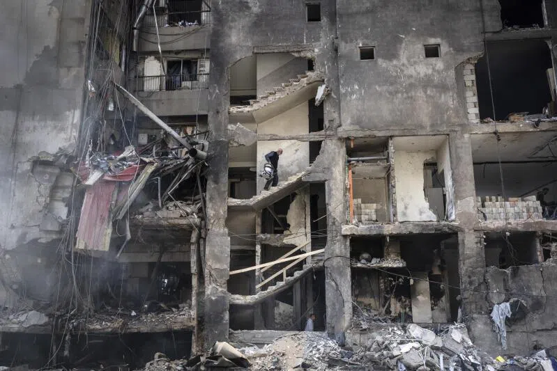A building destroyed after Israeli strikes in Beirut, on April 11, 2026.
