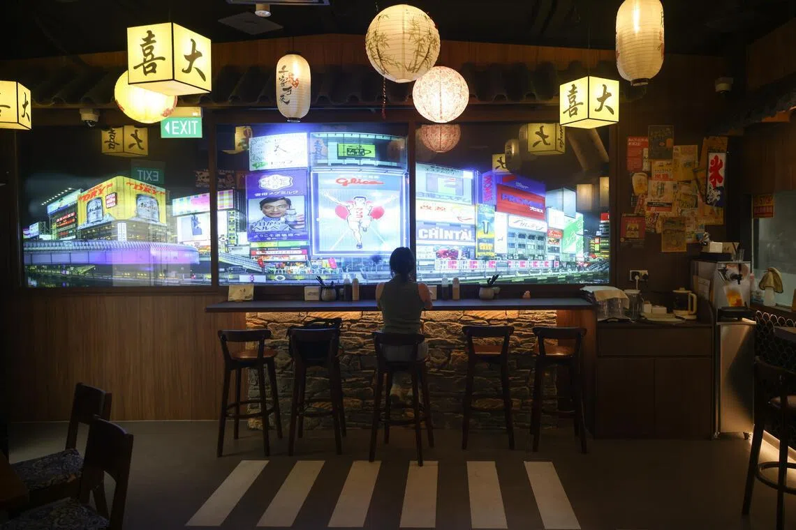 The Dotonbori-inspired interior of Tonkatsu Daiki.