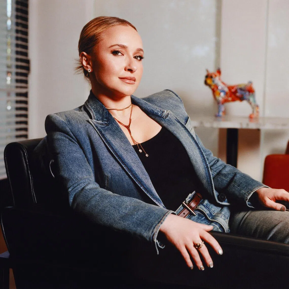 FILE Ñ The actor Hayden Panettiere in West Hollywood, Calif., on April 24, 2026. Panettiere, a child actress who later won acclaim in TV series as a cheerleader with special powers on ÒHeroesÓ and a troubled country diva on ÒNashville,Ó and who spoke openly about her mental health struggles, has died in South Carolina. She was 36. (Ryan Pfluger/The New York Times)