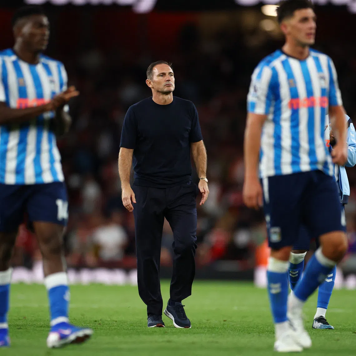 Soccer Football - Premier League - Arsenal v Coventry City - Emirates Stadium, London, Britain - August 21, 2026 Coventry City manager Frank Lampard looks dejected after the match REUTERS/Hannah Mckay