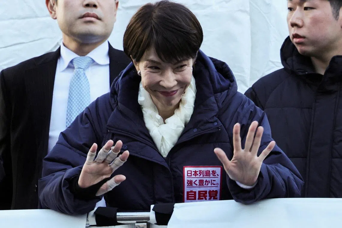Sanae Takaichi at a campaign event in Tokorozawa, Saitama Prefecture.