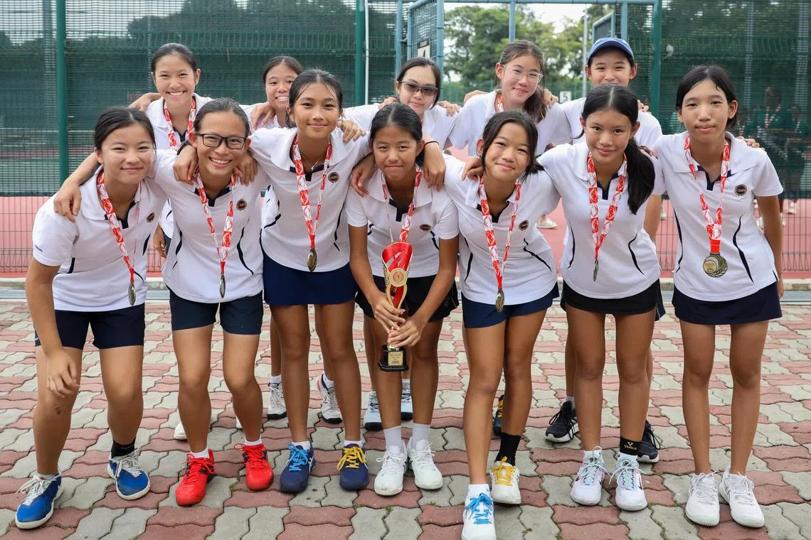 ST20240807_202488800669/rctennis07/Luther Lau/Rebekah Chia/
The winning team of the National School Games C Division girls Tennis Finals from Methodist Girl's School. Taken at Kallang Tennis Stadium.