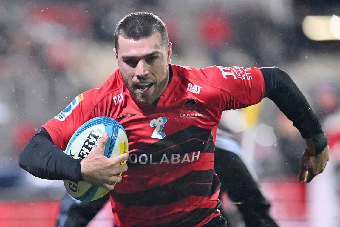 Crusaders' Kyle Preston playing in the Super Rugby Pacific qualifying final against Queensland Reds at Apollo Projects Stadium in Christchurch on June 6, 2025. They beat the Waikato Chiefs in the final.