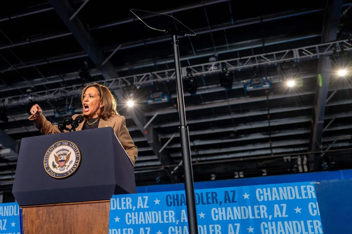 Ms Harris and her campaign are appealing to men to shun Trump’s macho “bullying” and back the US vice-president instead.