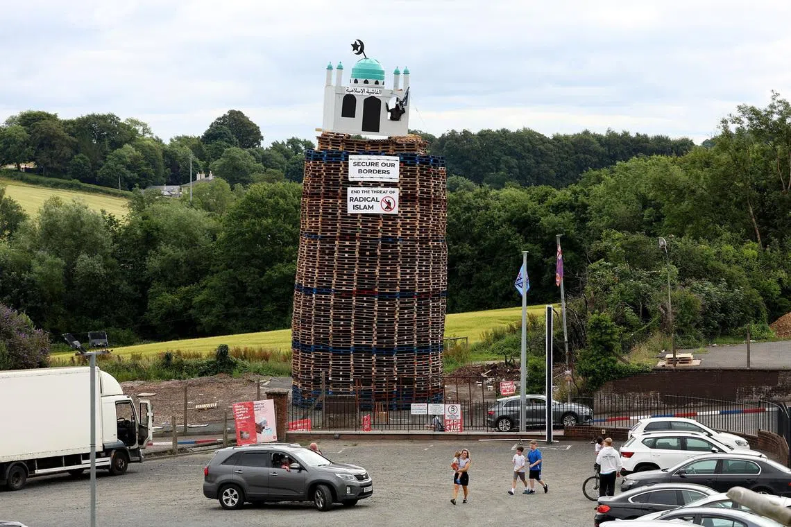 Mosque model placed on top of Northern Ireland bonfire