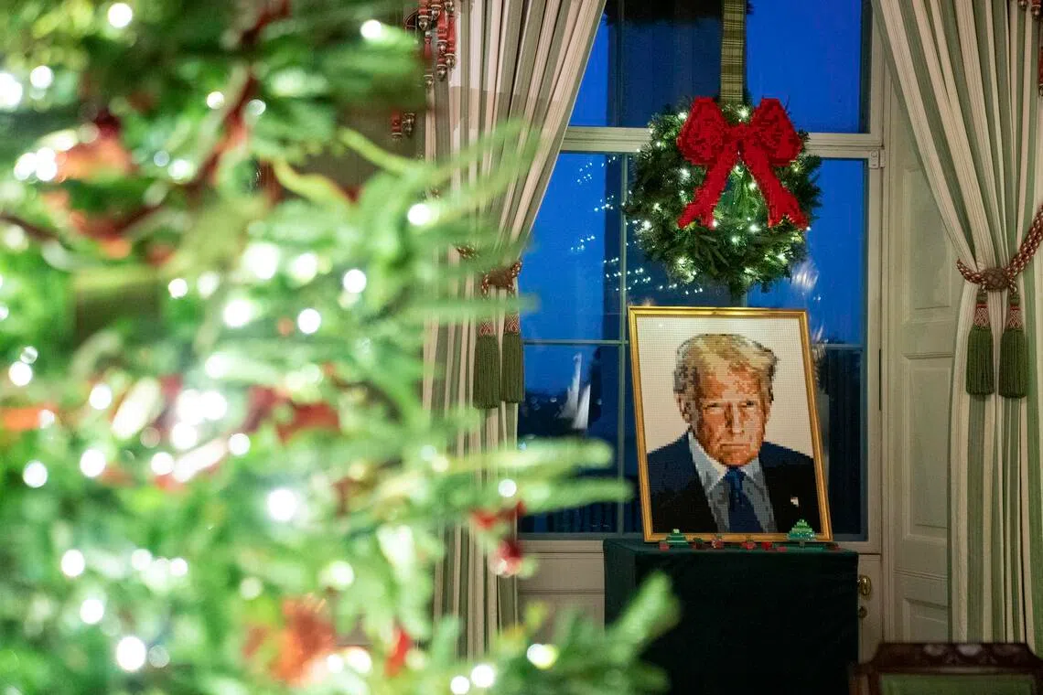 Decorations featured a giant Lego portrait of 79-year-old Donald Trump.