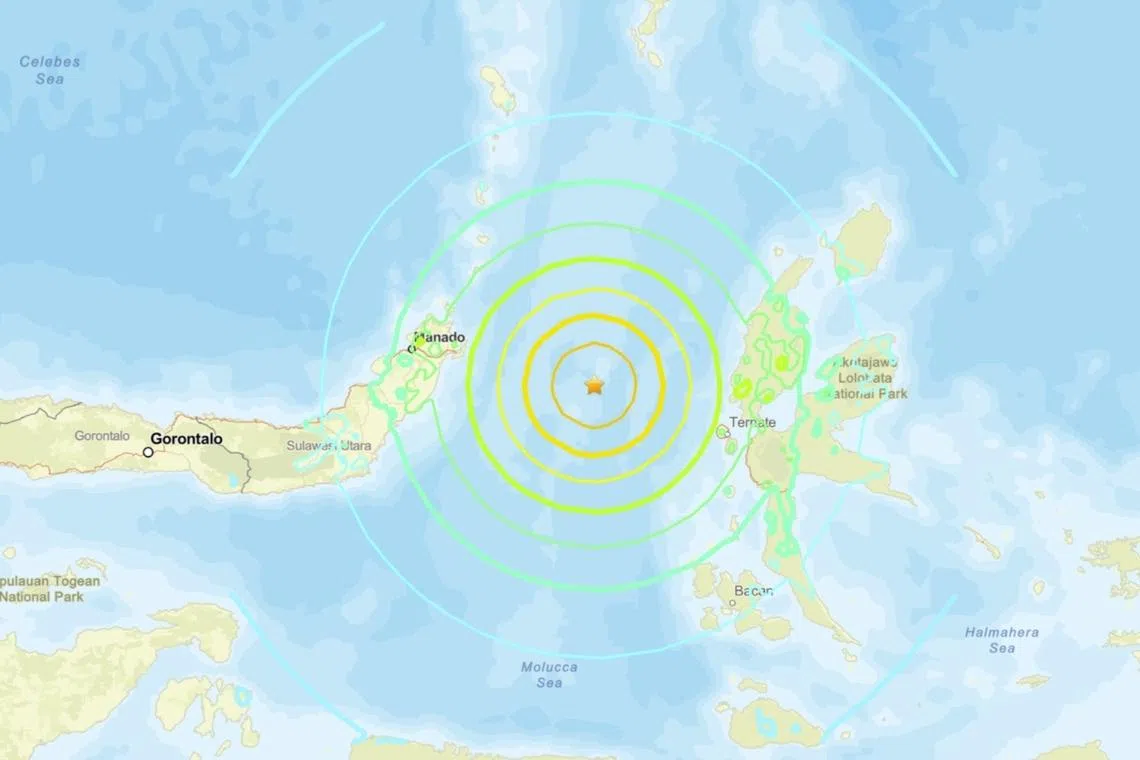 The quake hit at a local time of 6.48am in the Molucca Sea, USGS said.