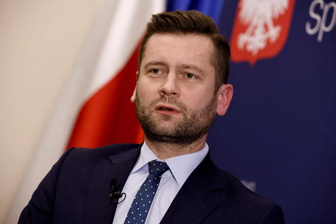 Poland's Minister of Sports and Tourism, Mr Kamil Bortniczuk, speaks during an interview with Reuters at his office in Warsaw, on Feb 2, 2023.