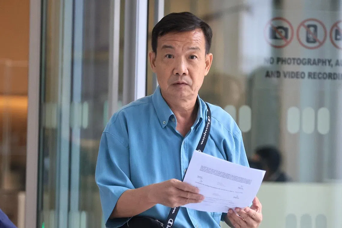 Zhou Hongwei leaving the State Courts on Jan 15. He was handed a $2,000 fine for causing public nuisance on Feb 26.