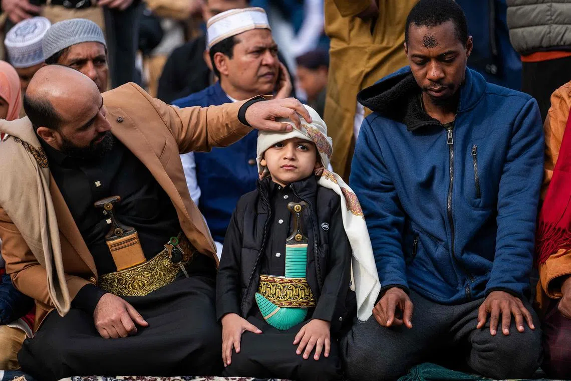 Hundreds of Muslims participating in Eid al-Fitr in Brooklyn's Prospect Park, in New York City, on April 10, 2024.