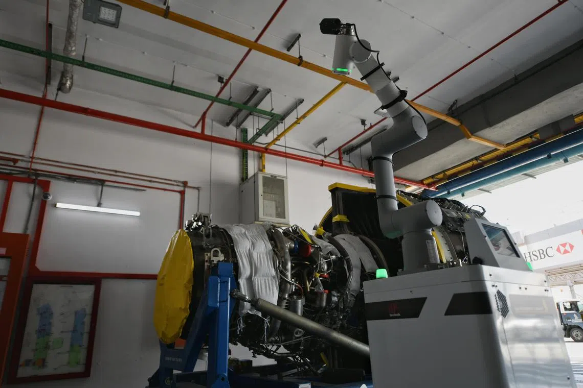 Transport minister S Iswaran observing the Engine Robotic Inspection system at Changi Airport on Monday (May 29).

The SIA Engineering Company (SIAEC) held a launch event and media tour to commemorate Transformation Phase 2, where the company transitions to a journey of continuous improvement. Transport minister S Iswaran was the Guest of Honour at the event at Changi Airport on Monday (May 29).