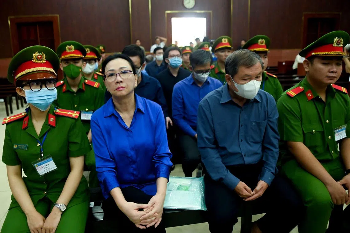 Vietnamese property tycoon Truong My Lan (second from left) during her appeal in a Ho Chi Minh City court on Dec 3. She was sentenced to death for a multi-billion-dollar fraud. 