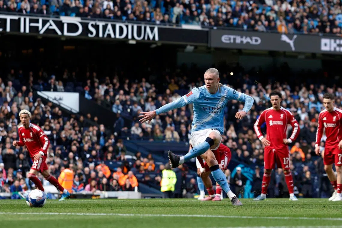 Erling Haaland bags hat-trick as Manchester City hammer Liverpool 4-0 in FA  Cup quarter-final | The Straits Times