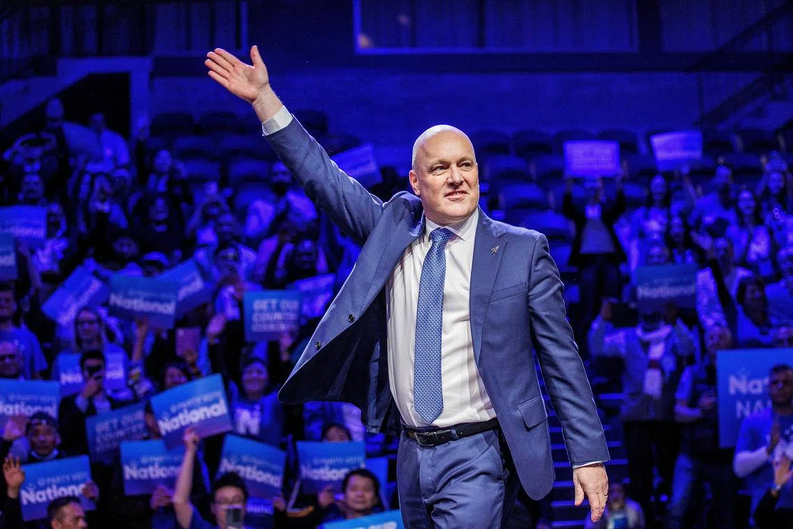 National leader Christopher Luxon attends the New Zealand National Party’s election campaign launch in Auckland, on Sept 3, 2023.