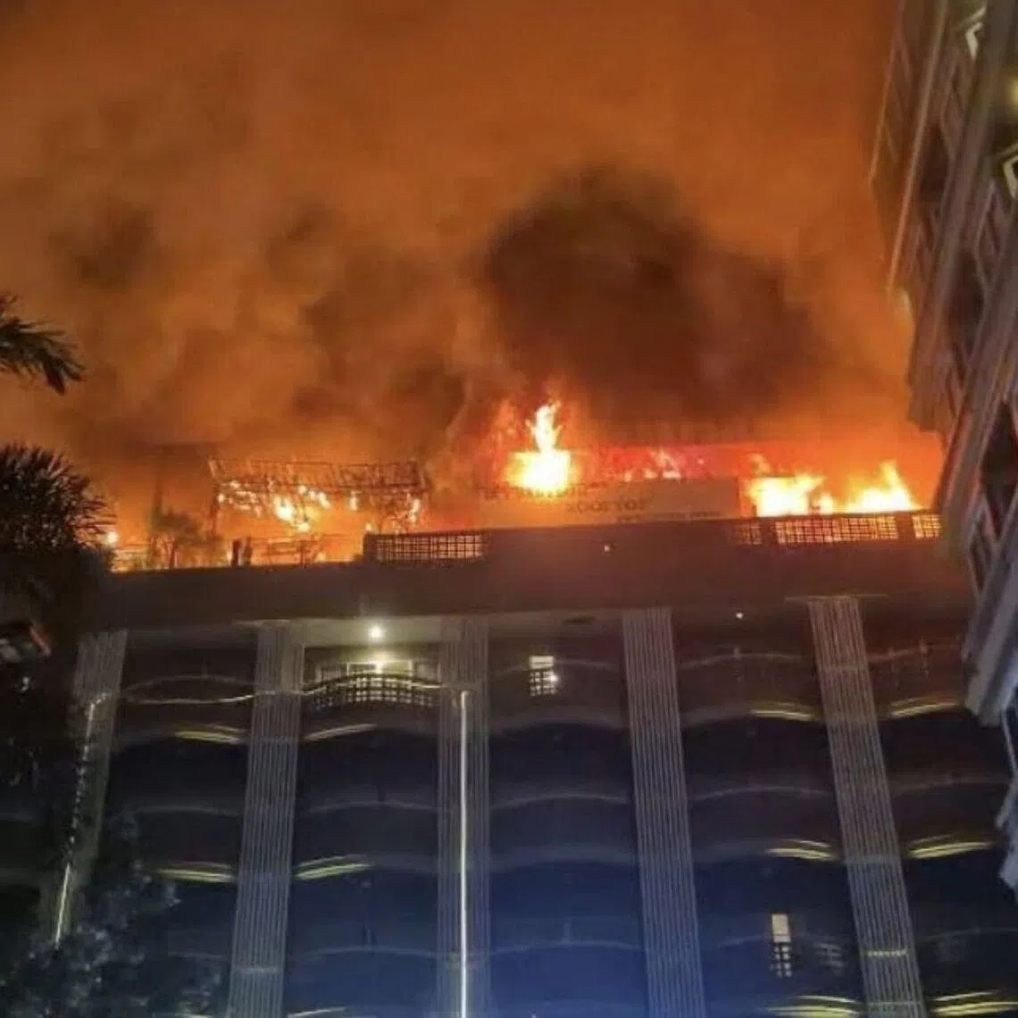 The fire broke out at around 9pm (10pm Singpaore time).