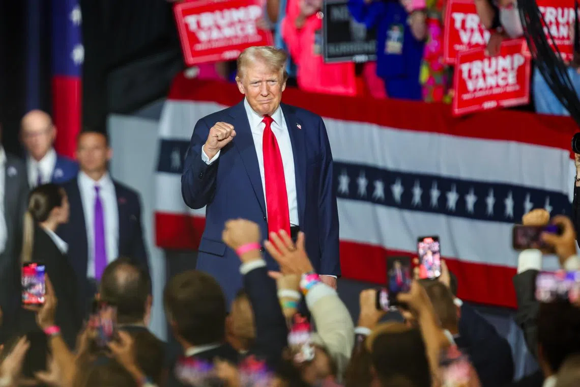 Republican presidential candidate Donald  Trump arriving for a campaign rally in Charlotte, North Carolina, on July 24.