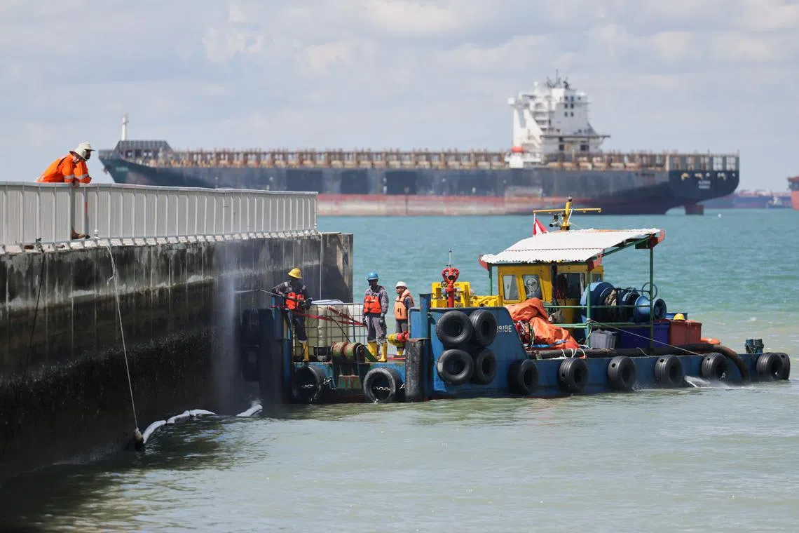 Special equipment like marine fire-fighting pumps, boats capable of operating in shallow waters and high-pressure wash units are now being deployed at East Coast Park.