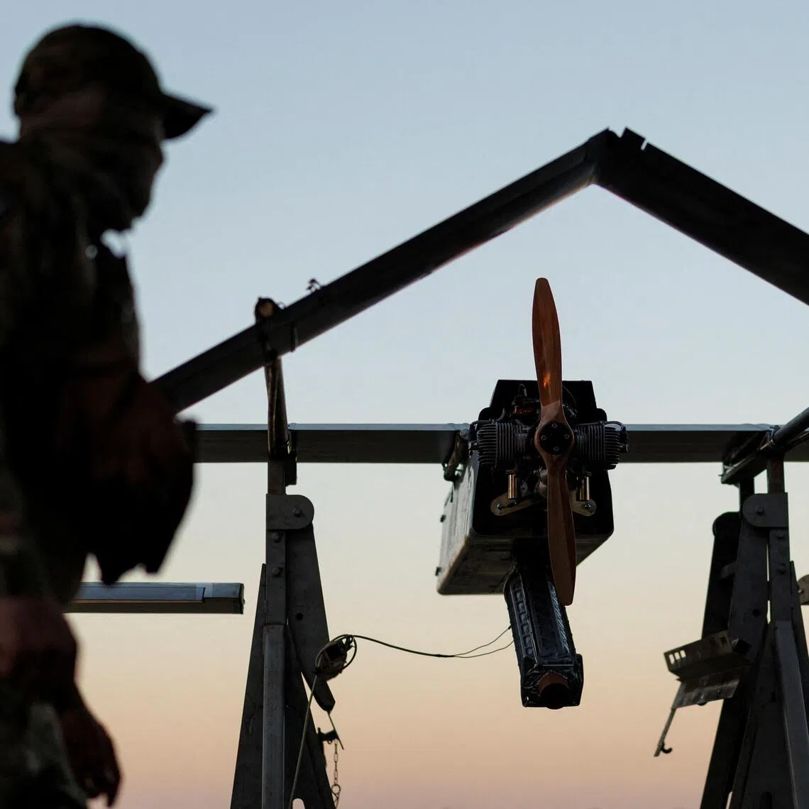 A Ukrainian serviceman readies a deep-strike drone for a combat mission - amid Russia’s invasion of its neighbour - at an undisclosed location in Ukraine.