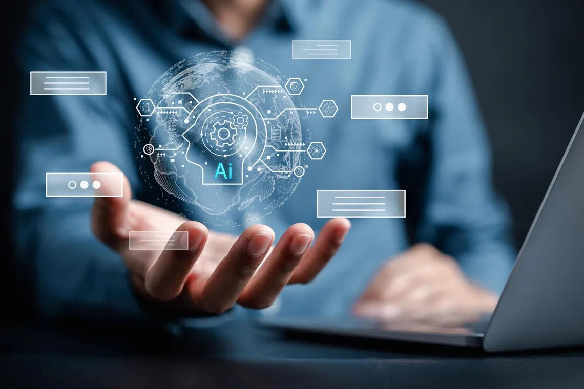 Chat bot intelligence Ai. Businessman using chat in smartphone Chat with AI Artificial Intelligence, developed by OpenAI generate. Futuristic technology, robot in online system.\