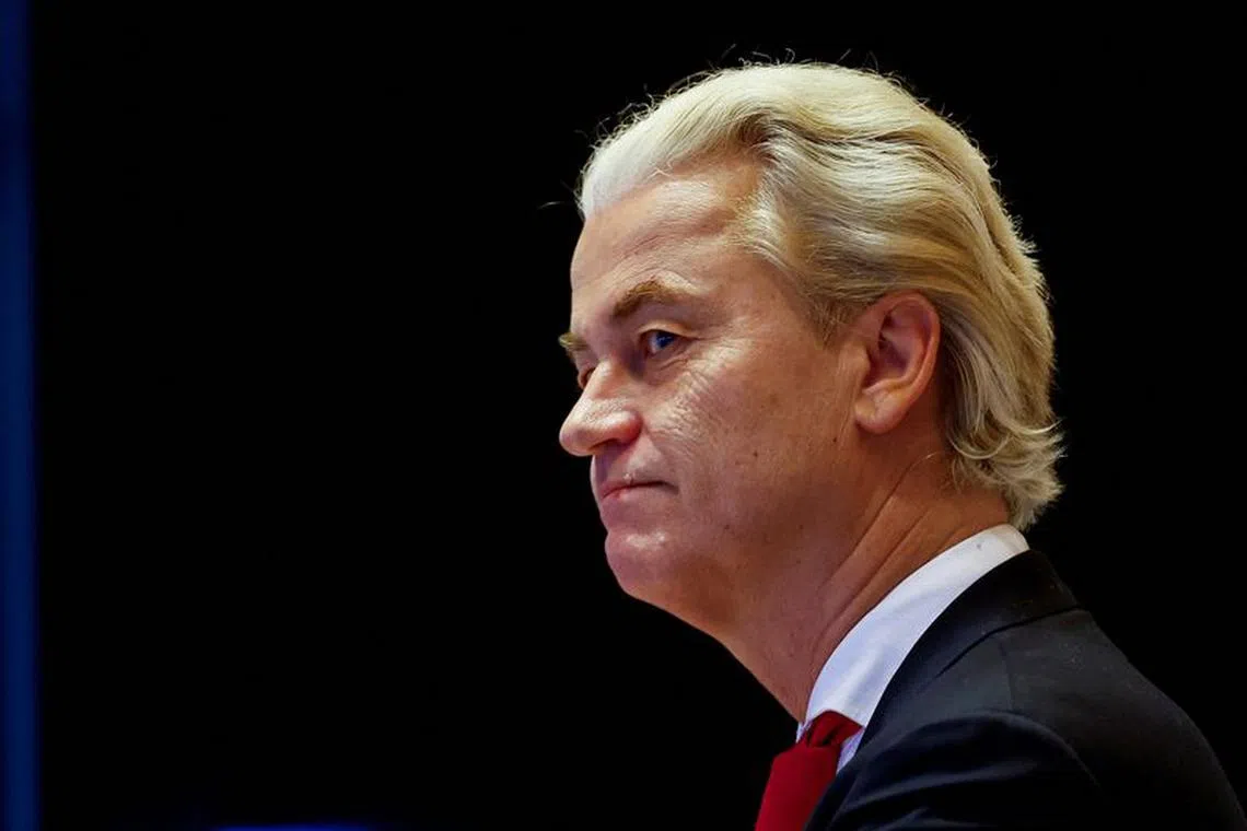 Dutch far-right politician and leader of the PVV party Geert Wilders attends a meeting of Dutch parties' lead candidates in The Hague, Netherlands, November 24, 2023. REUTERS/Piroschka van de Wouw/File Photo