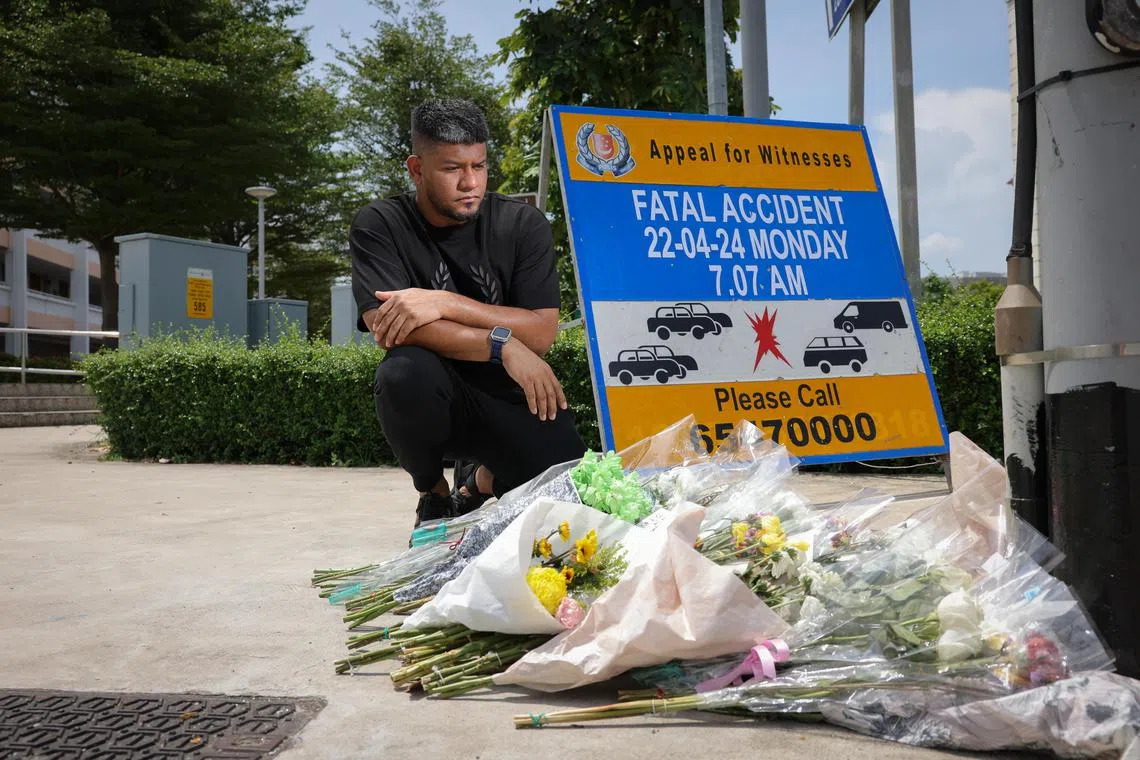 Mr Sheikh Imran Sheikh Ahmad at the site of the fatal Tampines crash. He was one of the Good Samaritans who helped victims and directed traffic on the day.
