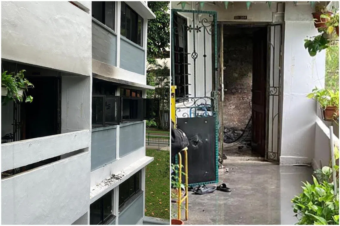 SCDF firefighters had to force their way into the flat to rescue the couple from the fire, which was in the living room.