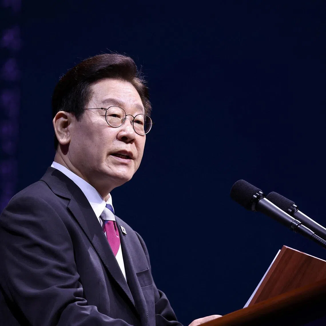 South Korea's President Lee Jae Myung delivers his speech during an event marking Korea's 107th anniversary of the Independence Movement in Seoul, South Korea on March 1, 2026.