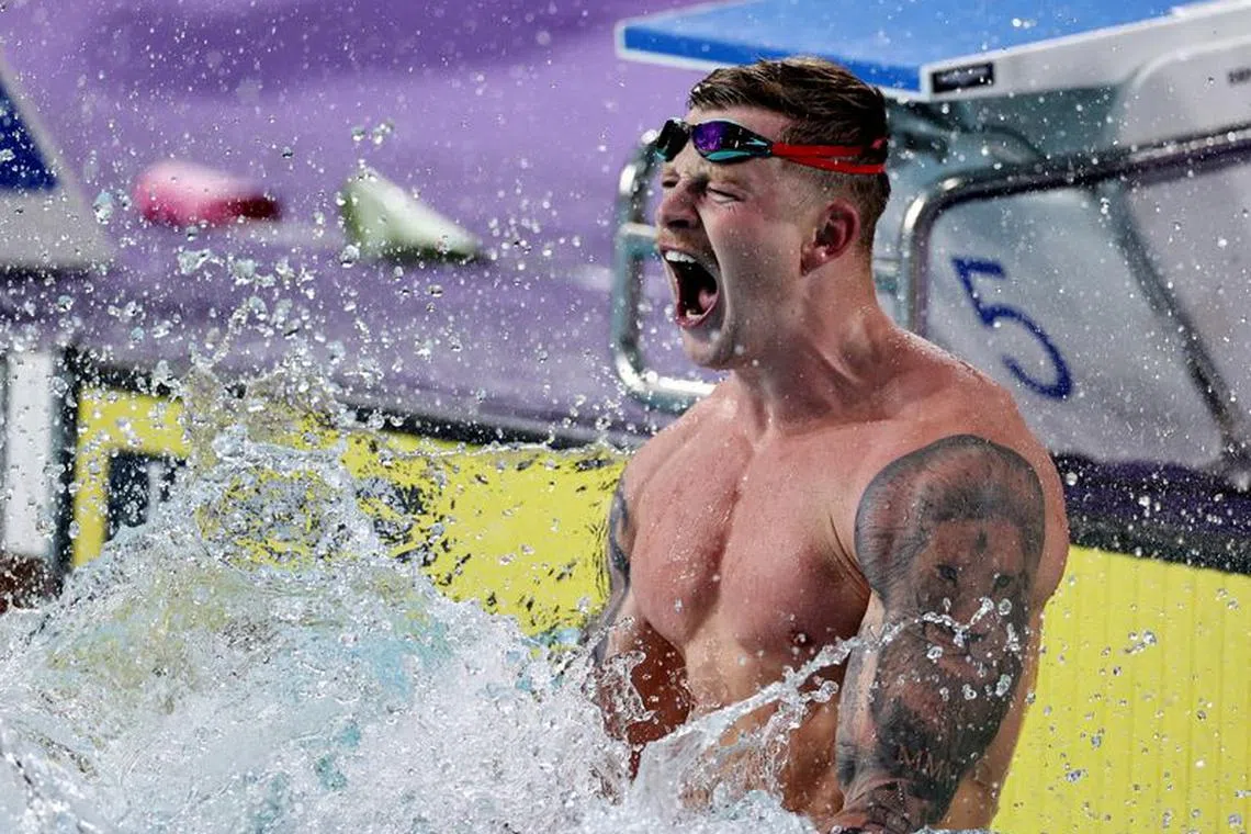FILE PHOTO: Commonwealth Games - Swimming - Men's 50m Breaststroke - Final - Sandwell Aquatics Centre, Birmingham, Britain - August 2, 2022 England's Adam Peaty celebrates after winning gold REUTERS/Stoyan Nenov/File Photo