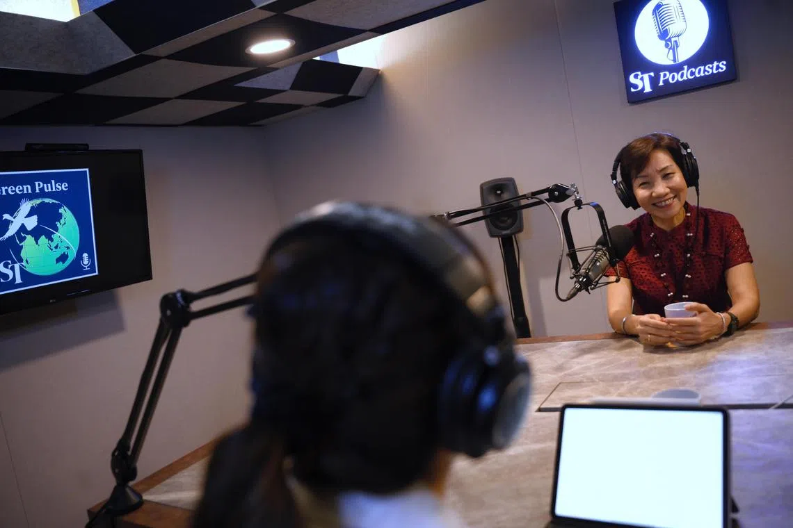 Minister for Sustainability and the Environment Grace Fu, pictured during the Green Pulse podcast recording session at SPH on Nov 26, 2024.