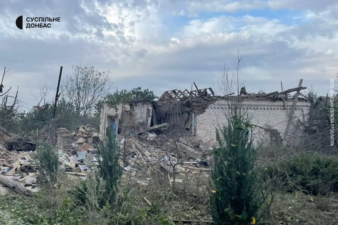 A guided aerial bomb hit a private house and killed both parents and their 24-year-old daughter and 17-year-old son.