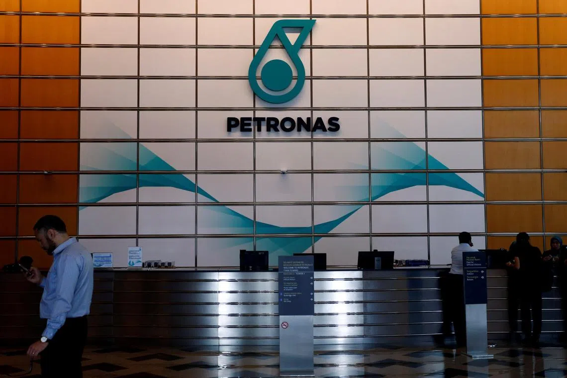 FILE PHOTO - A Petronas logo at their office in Kuala Lumpur, Malaysia August 15, 2017. REUTERS/Lai Seng Sin/File Photo