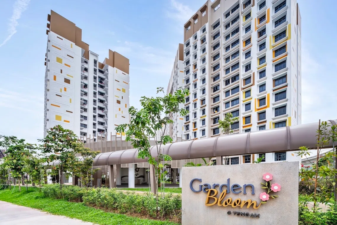 The 782-unit Garden Bloom @ Tengah comprises seven residential blocks and was built using 3,839 prefabricated modules.