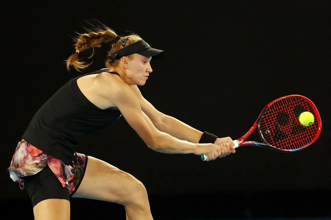 Tennis - Australian Open - Melbourne Park, Melbourne, Australia - January 26, 2023
Kazakhstan’s Elena Rybakina in action during her semi final match against Belarus’ Victoria Azarenka REUTERS/Hannah Mckay