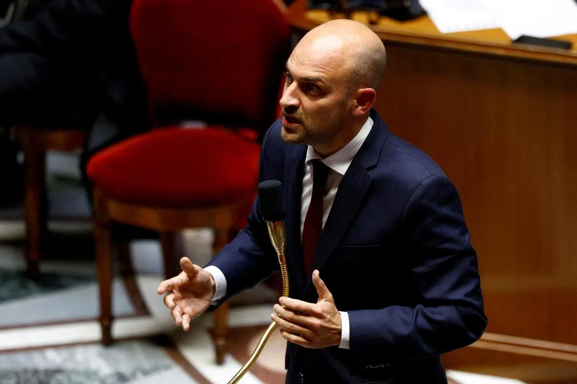 French Minister for Europe and Foreign Affairs Jean-Noel Barrot speaks during the questions to the government session at the National Assembly in Paris, France, October 8, 2024. REUTERS/Stephanie Lecocq