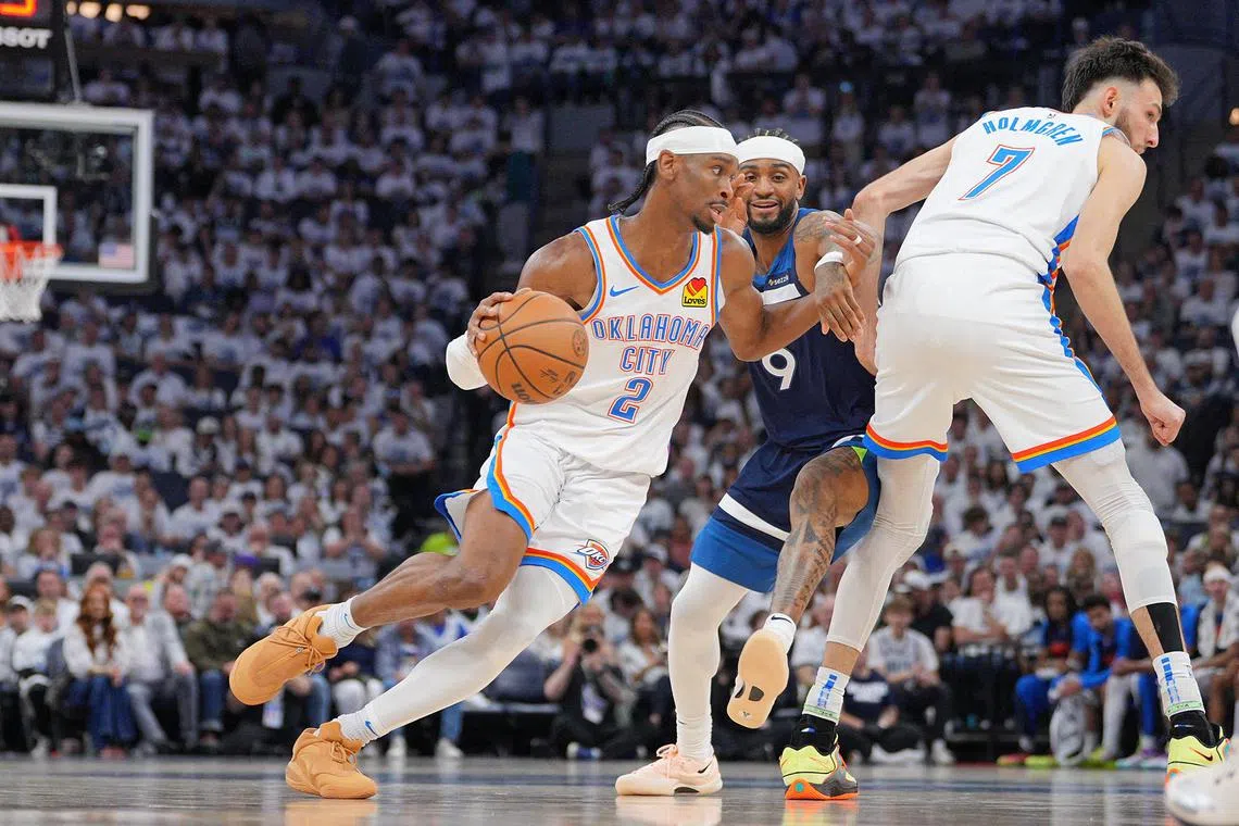 Shai Gilgeous-Alexander scored 31 points in Game 1 and 38 points in Game 2, but he struggled in Game 3 of the NBA Western Conference finals on May 24, as he finished with 14 points on four-for-13 shooting in the Oklahoma City Thunder's 143-101 drubbing by the Minnesota Timberwolves.
