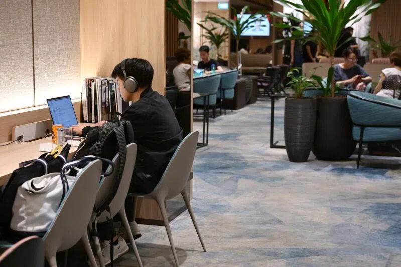 Passengers enjoying services at the Changi Lounge in Jewel Changi Airport.