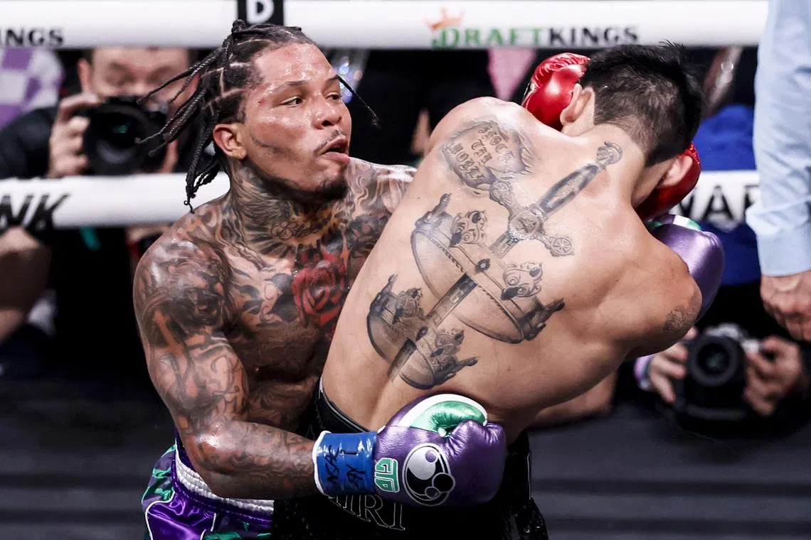 Gervonta Davis (left) in action against Ryan Garcia at the T-Mobile Arena in Las Vegas, Nevada, on Saturday. Unbeaten Davis handed Garcia the first defeat of his career via knockout.