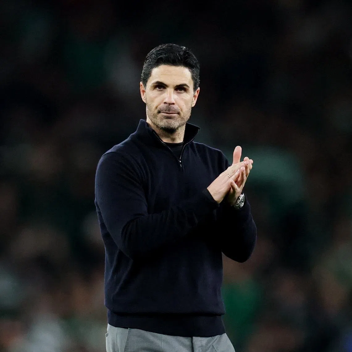 Arsenal manager Mikel Arteta celebrates after the match.