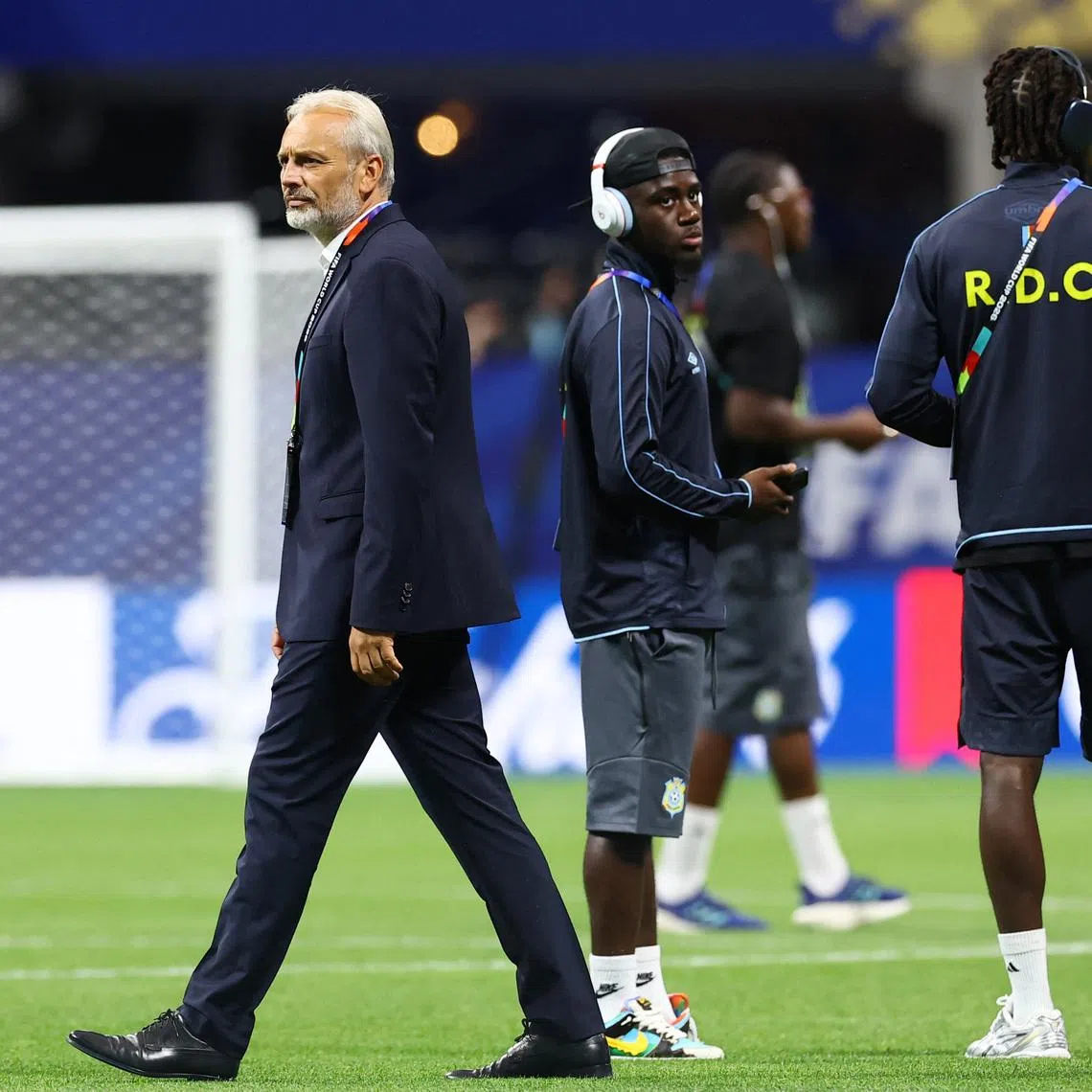 Soccer Football - FIFA World Cup 2026 - Group K - DR Congo v Uzbekistan - Atlanta Stadium, Atlanta, Georgia, U.S. - June 27, 2026 DR Congo coach Sebastien Desabre walks on the pitch before the match REUTERS/Bernadett Szabo