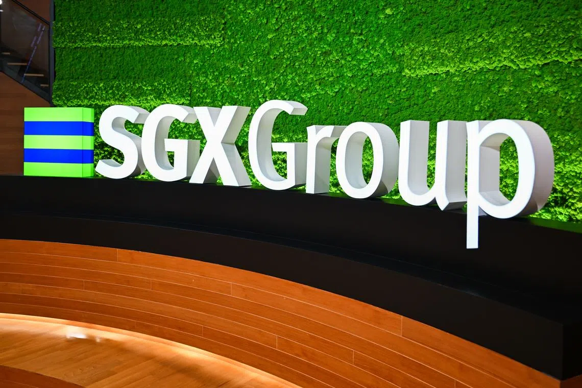 SGX Group logo at SGX Centre 1 on Dec 17, 2025.