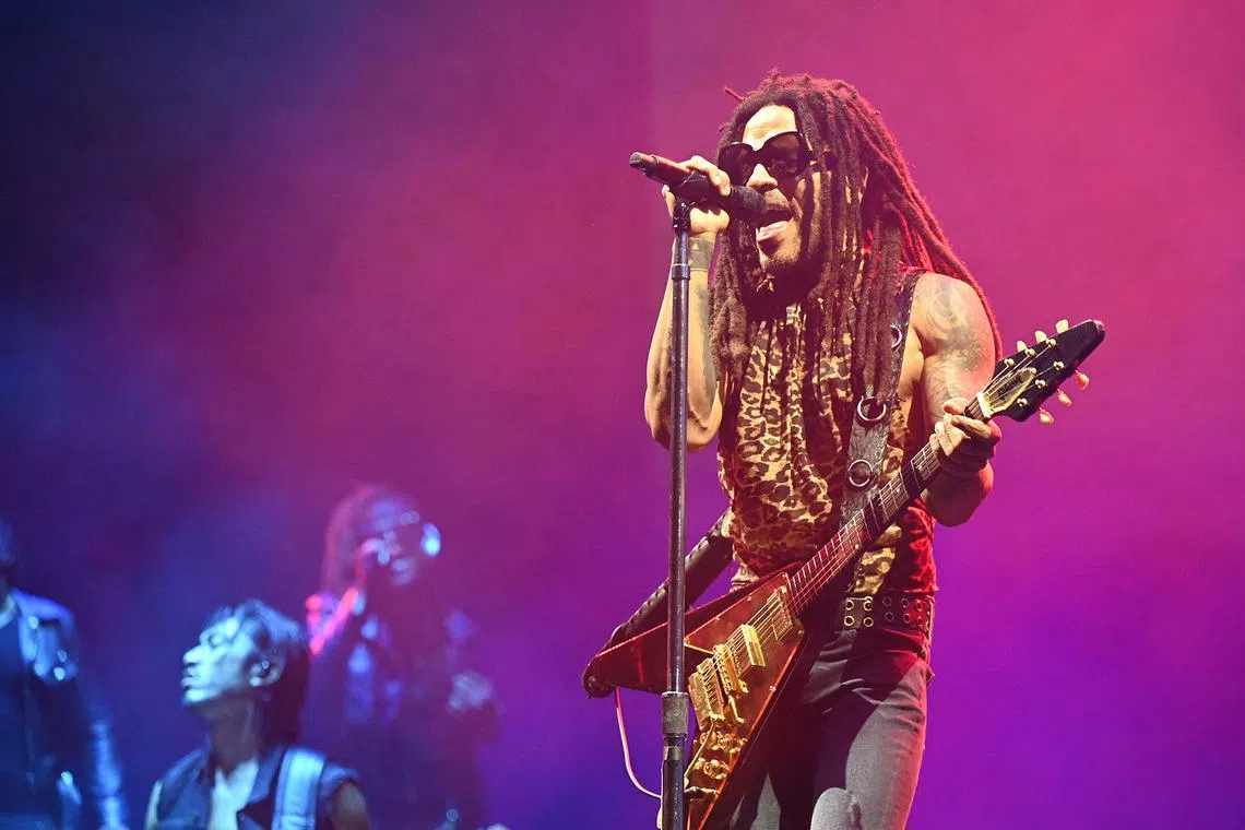 American star Lenny Kravitz headlines the Padang stage on the final night of the Singapore Airlines Singapore Grand Prix on Sep 22, 2024